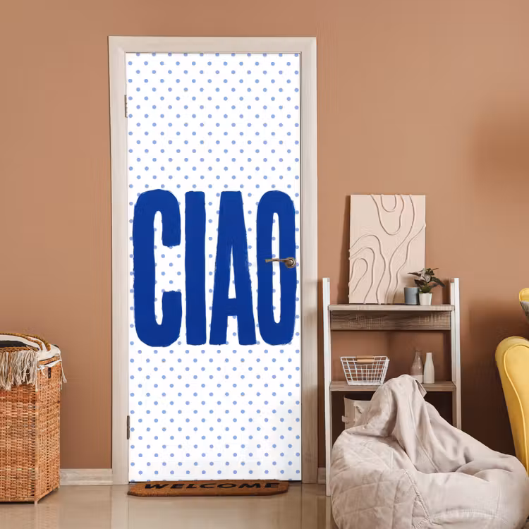 Deursticker - Ciao - Stippen - Roze - Wit — 2