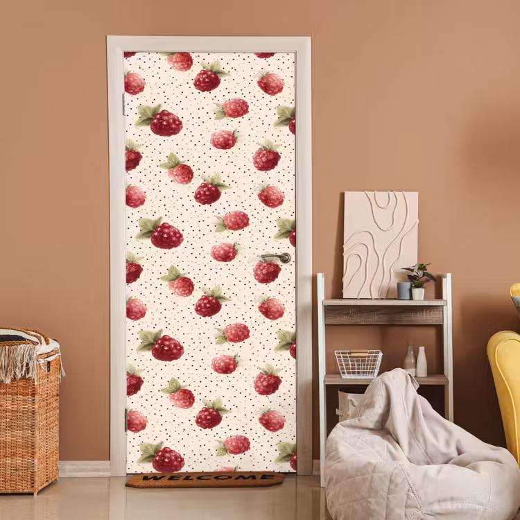 Deursticker - Framboos - Stippen - Rood — 2