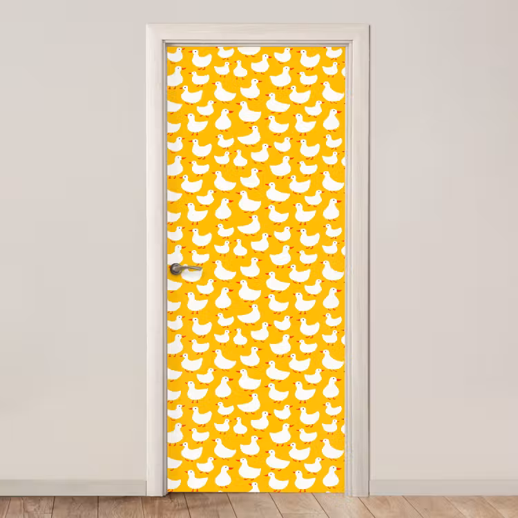 Deursticker - Eendjes - Patroon - Geel — 1