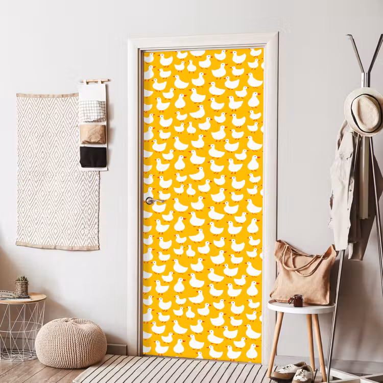 Deursticker - Eendjes - Patroon - Geel — 8