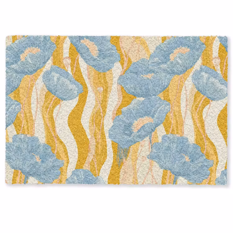 Deurmat - Papavers - Botanisch - Blauw — 1