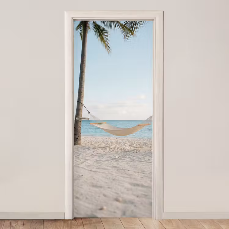 Deursticker - Hangmat - Strand - Wit — 1