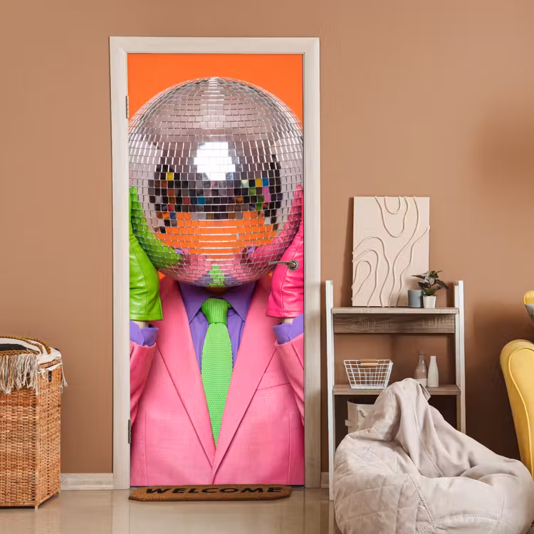 Deursticker - Kunst - Disco bal - Kleurrijk - Modern - Studio — 2