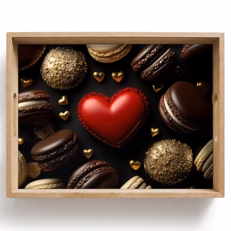 Dienblad - Macarons - Rood - Hart — 1