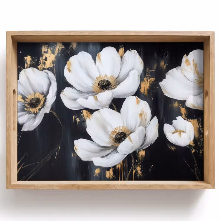 Dienblad - Bloemen - Wit - Abstract — 1