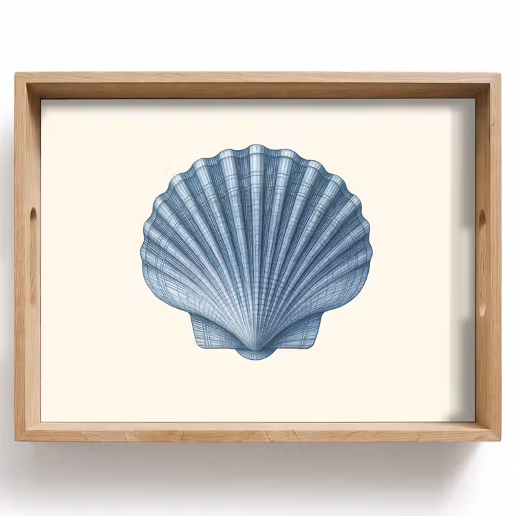 Dienblad - Ribbels - Blauw - Schelp — 1