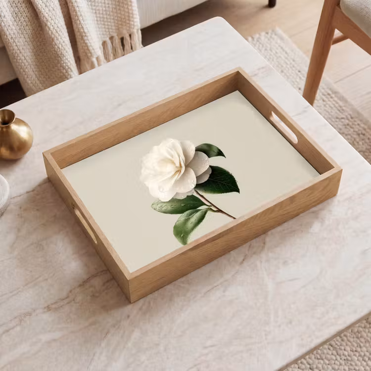 Dienblad - Cameliabloem - Wit - Groen — 2