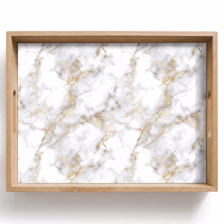 Dienblad - Gouden aders - Marmer - Wit — 1