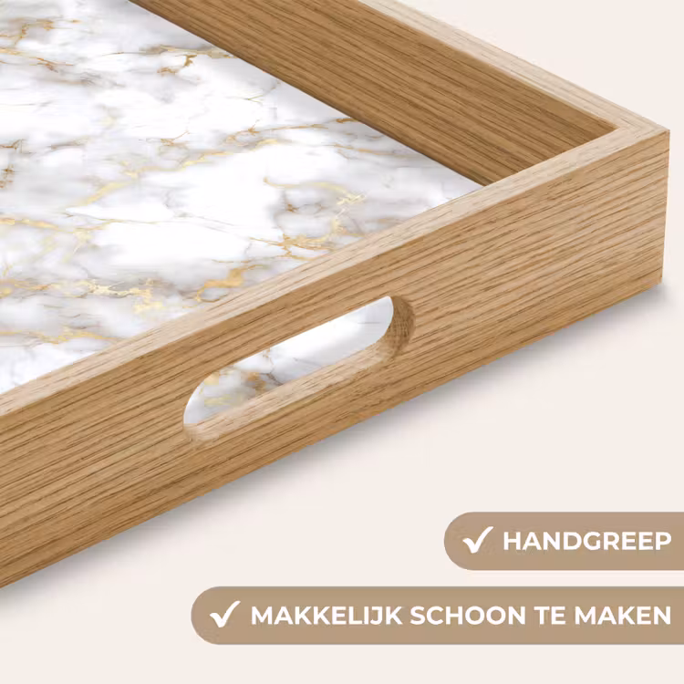 Dienblad - Gouden aders - Marmer - Wit — 5