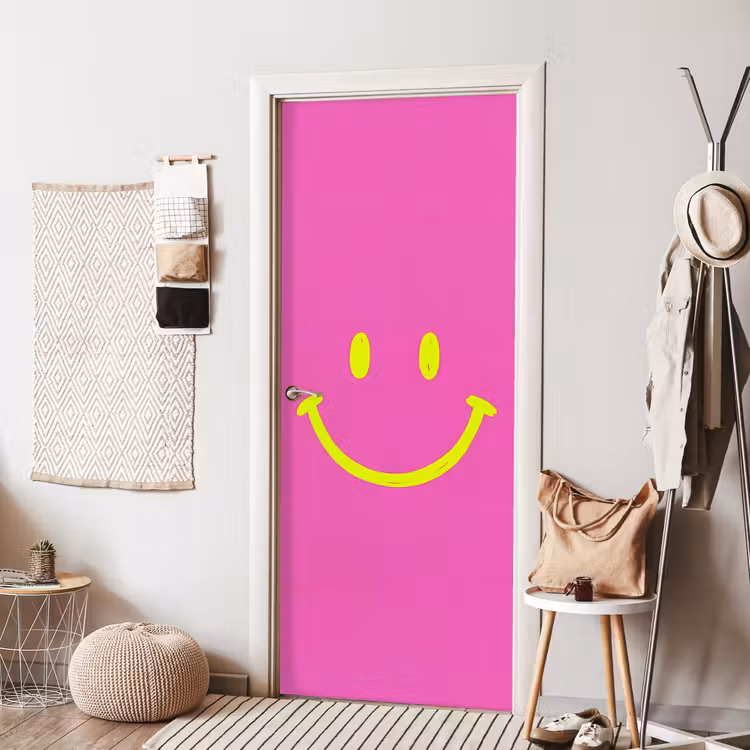 Deursticker - Smiley - Vrolijk - Roze — 8