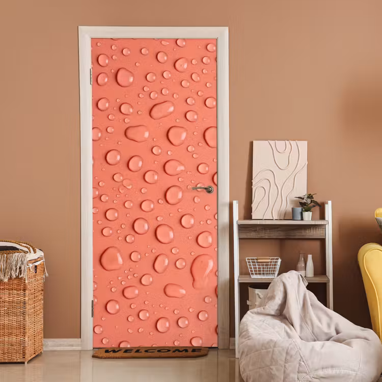 Deursticker - Water - Druppels - Roze — 2