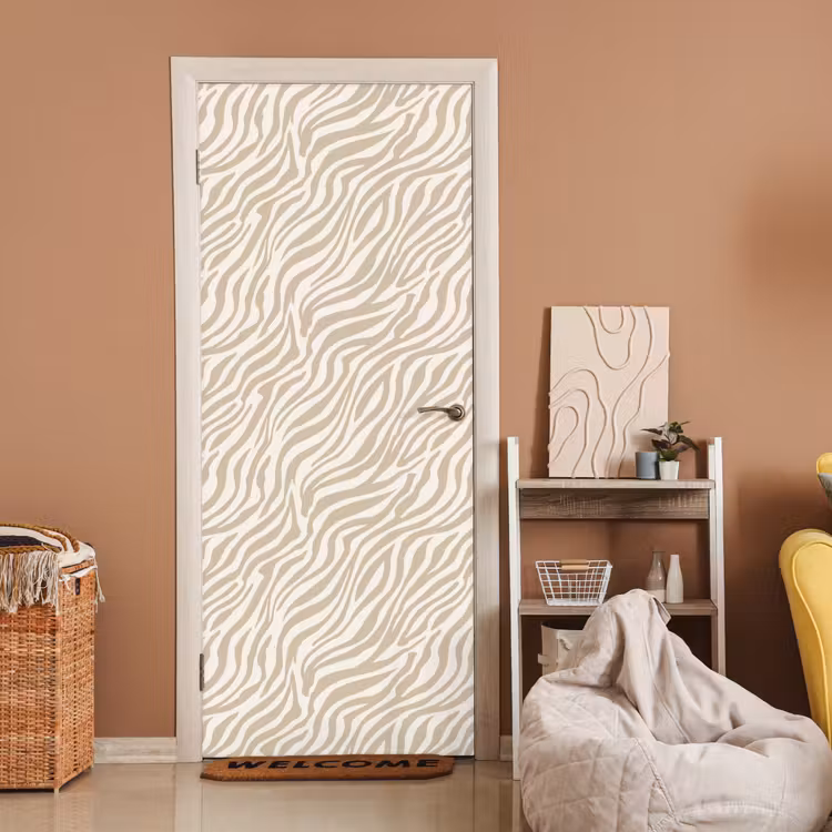 Deursticker - Zebra - Patroon - Beige — 2