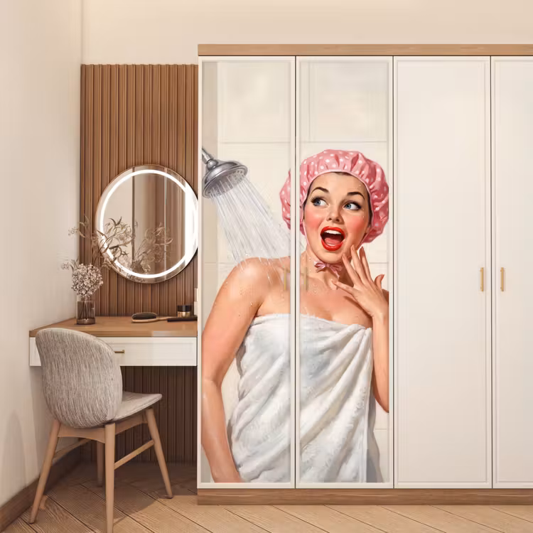 Deursticker - Vrouw - Douche - Roze — 5