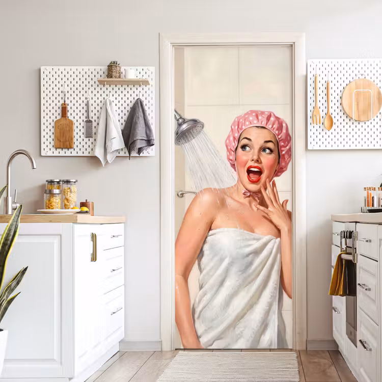 Deursticker - Vrouw - Douche - Roze — 7