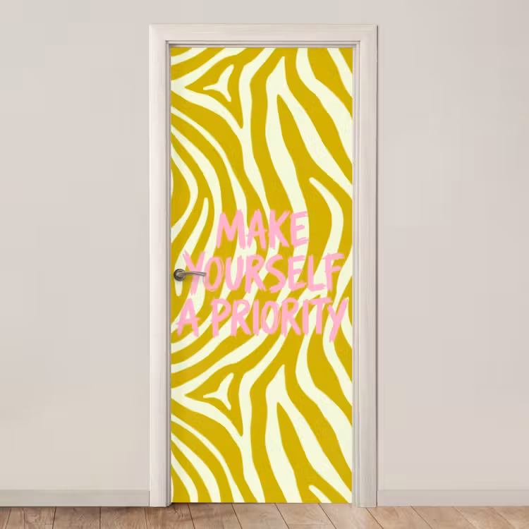 Deursticker - Zebraprint - Priority - Roze — 1