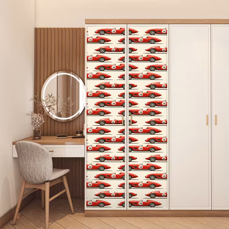 Deursticker - Raceauto - Retro - Rood — 5