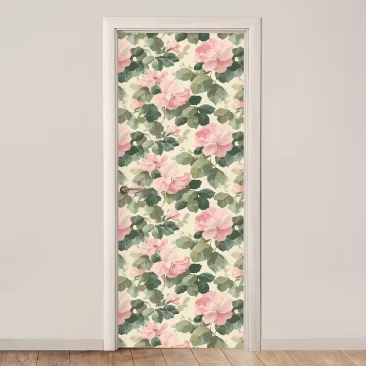 Deursticker - Rozen - Botanisch - Roze — 1