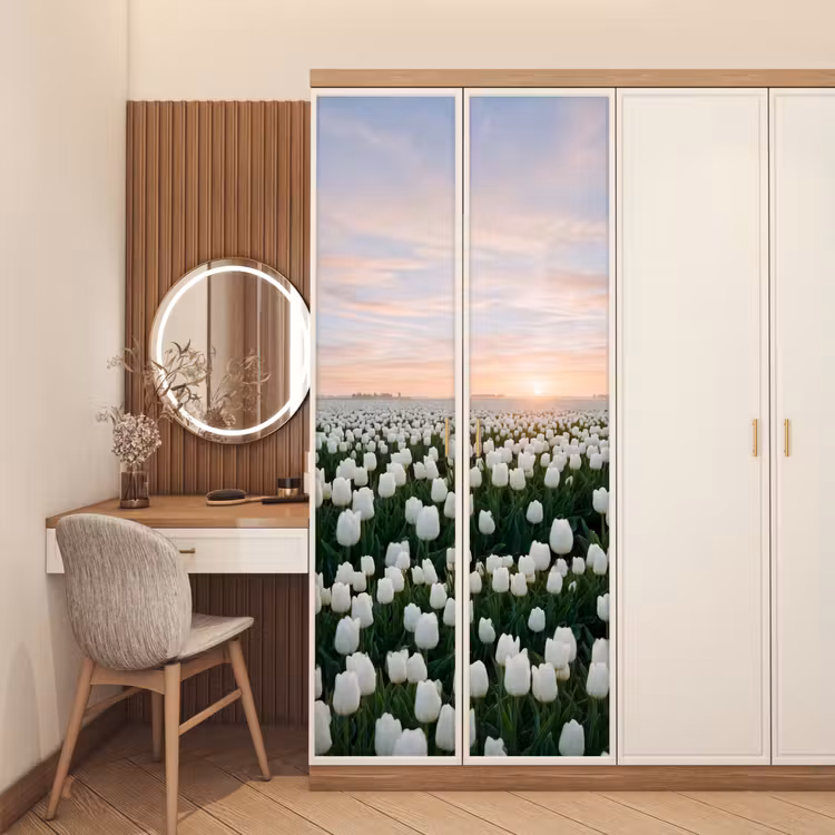 Deursticker - Tulpen - Landschap - Wit — 5