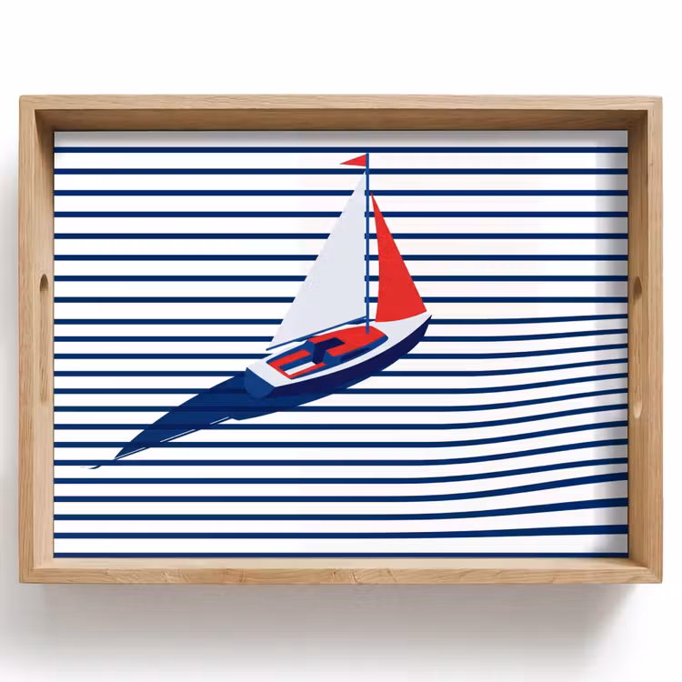 Dienblad - Boot - Water - Abstract - Blauw — 1