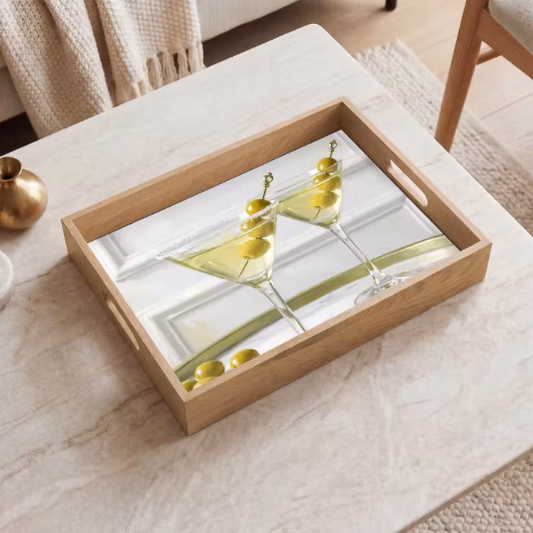 Dienblad - Drank - Martini - Olijven - Modern - Wit — 2