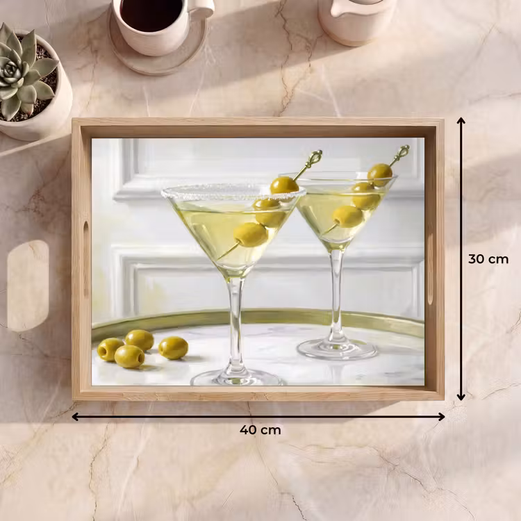 Dienblad - Drank - Martini - Olijven - Modern - Wit — 9