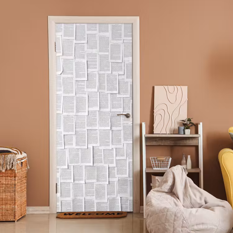 Deursticker - Papier - Overlappend - Textuur - Modern - Wit — 2