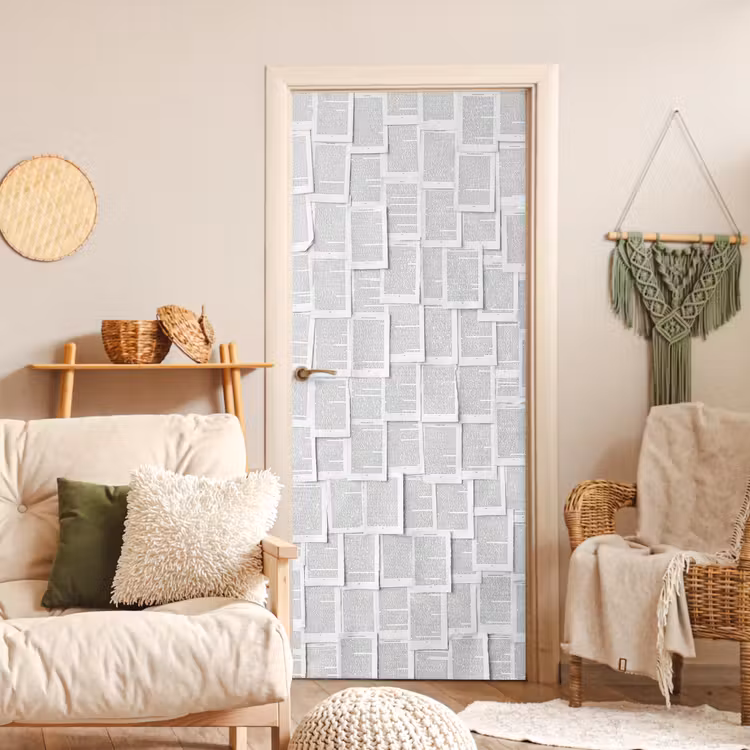 Deursticker - Papier - Overlappend - Textuur - Modern - Wit — 4