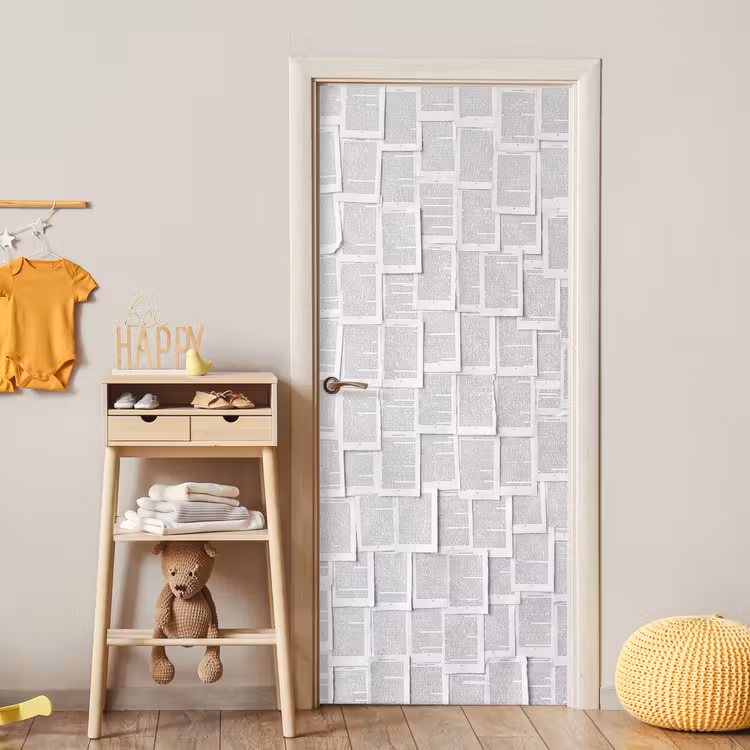 Deursticker - Papier - Overlappend - Textuur - Modern - Wit — 6