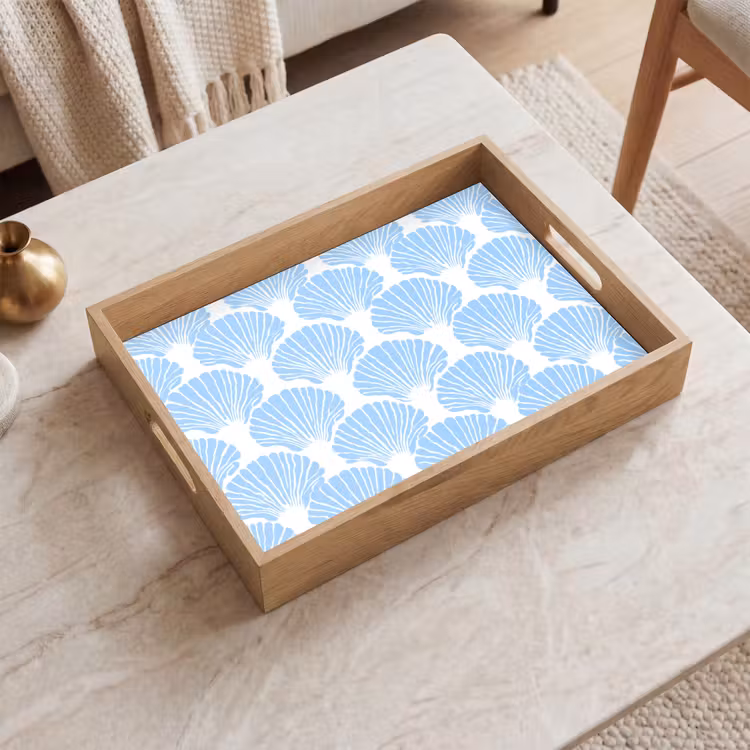 Dienblad - Blauw - Wit - Schelpen - Grafisch - Structuur — 2