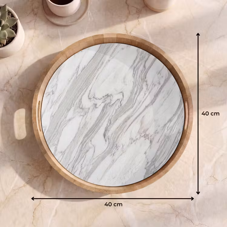 Dienblad - Marmer - Wit - Grijs - Structuur - Modern — 9