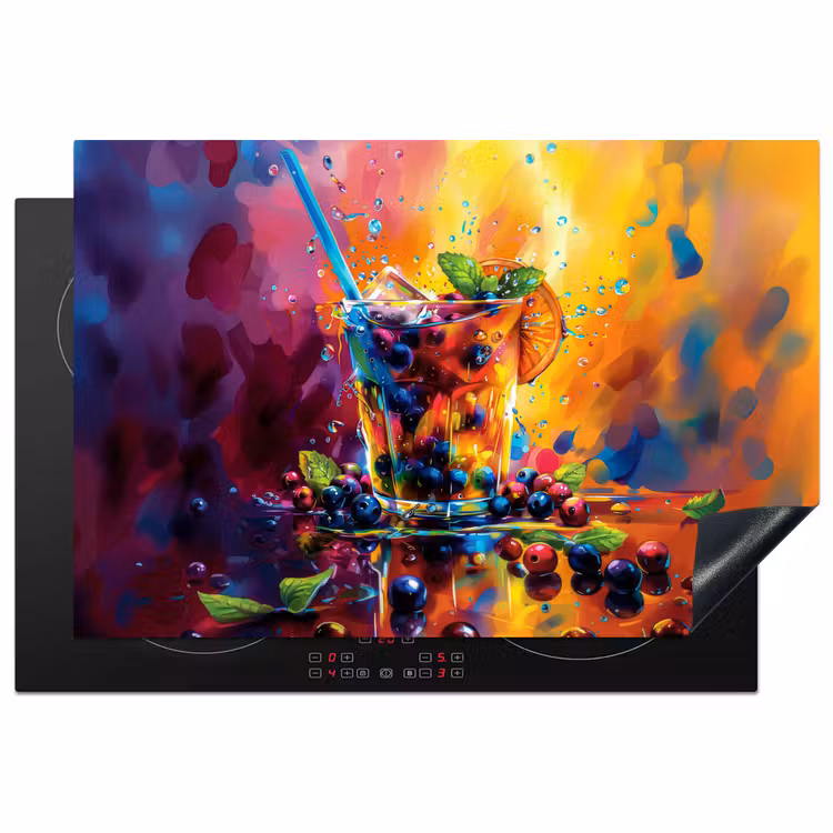 Inductie beschermer vinyl 3mm - Explosie van Fruit en Kleur — 1