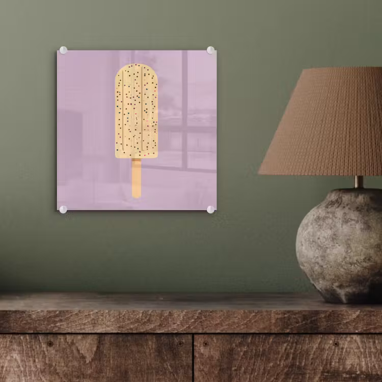 Glas schilderij - Beige - Ijsje - Spikkels — 4