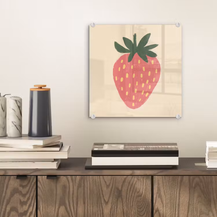 Glas schilderij - Aardbei - Minimalistisch - Rood - Fruit — 2