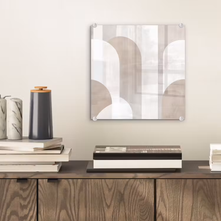Glas schilderij - Abstracte bogen - Modern - Beige — 2