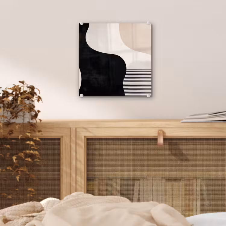 Glas schilderij - Abstract - Japandi - Beige - Modern — 5