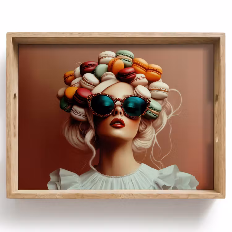 Dienblad - Vrouw - Macarons - Bril — 1