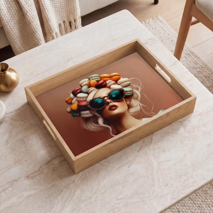 Dienblad - Vrouw - Macarons - Bril — 2