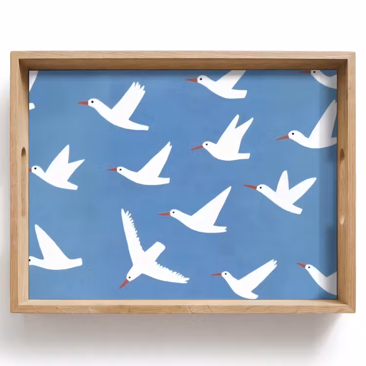 Dienblad - Vogels - Wit - Patroon — 1
