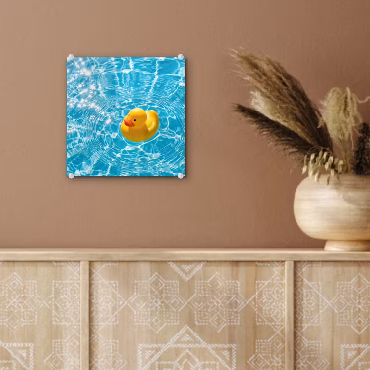 Glas schilderij - Badeend - Dobberen - Blauw — 6
