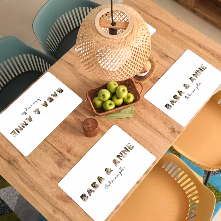 Gepersonaliseerde placemat - 6 stuks - Baba & Anne - Lettercollage — 4