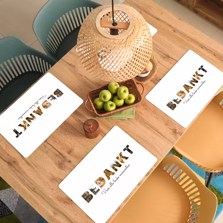 Gepersonaliseerde placemat - 6 stuks -  Bedankt - Lettercollage — 4