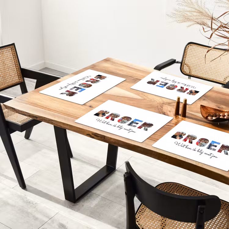 Gepersonaliseerde placemat - 6 stuks -  Broer - Lettercollage — 3
