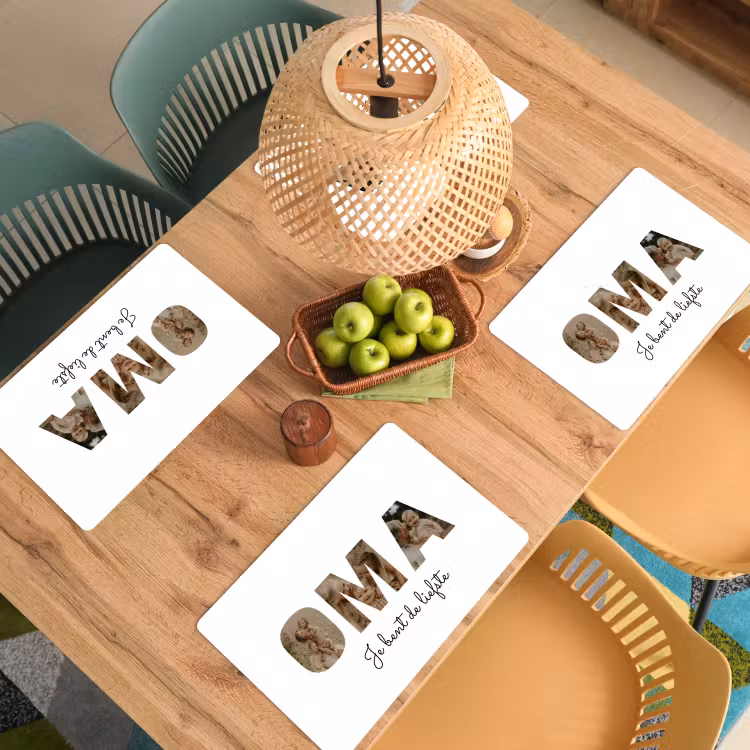Gepersonaliseerde placemat - 6 stuks - Oma - Lettercollage — 4