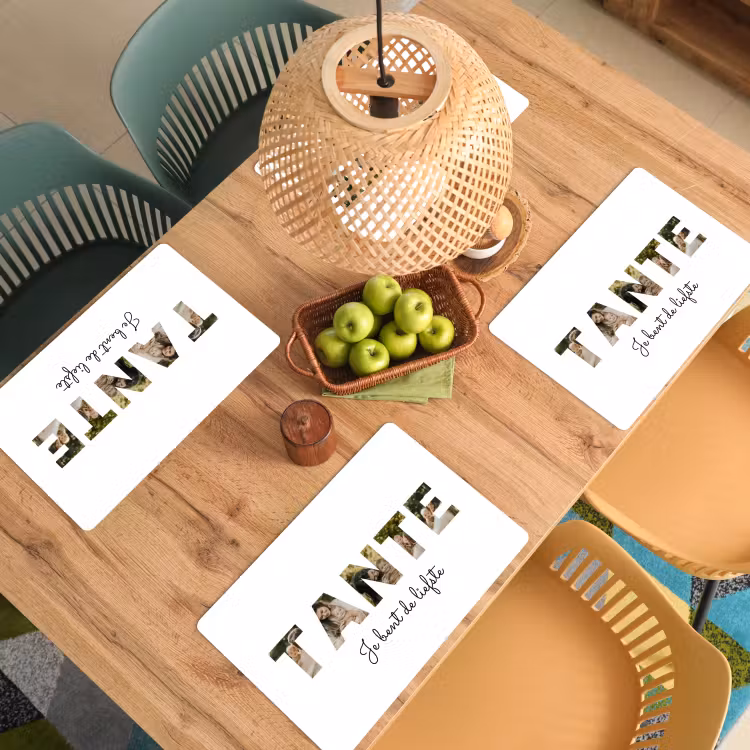 Gepersonaliseerde placemat - 6 stuks -  Tante - Lettercollage — 4