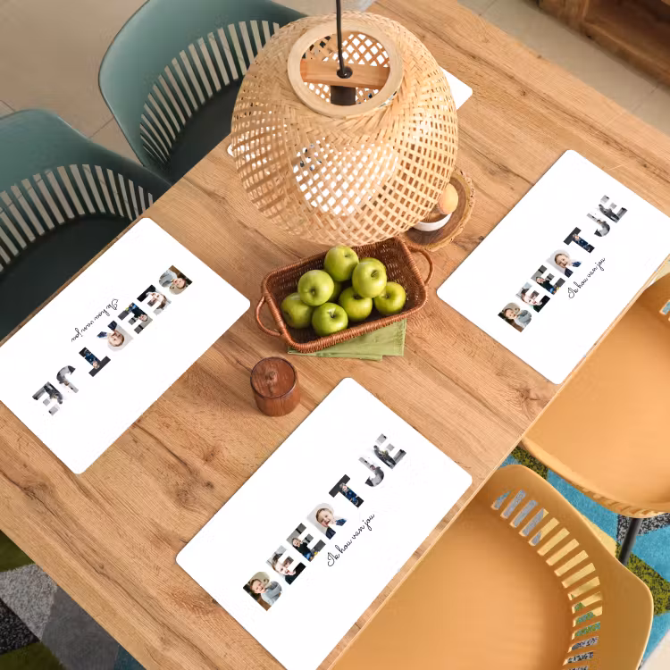 Gepersonaliseerde placemat - 6 stuks - Beertje - Lettercollage — 4