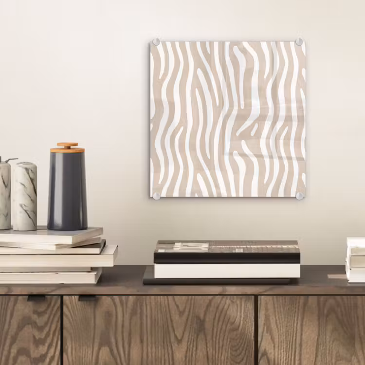 Glas schilderij - Abstract - Zebra - Beige — 2