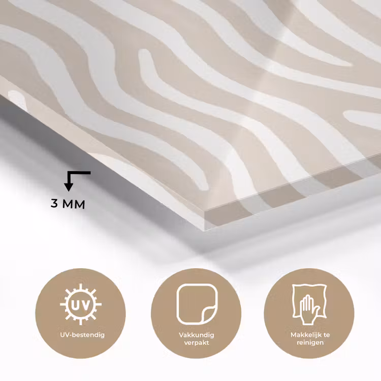 Glas schilderij - Abstract - Zebra - Beige — 3