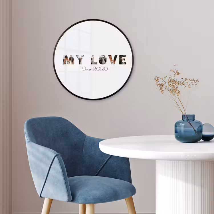 Gepersonaliseerde ronde fotolijst - My Love - Lettercollage — 4
