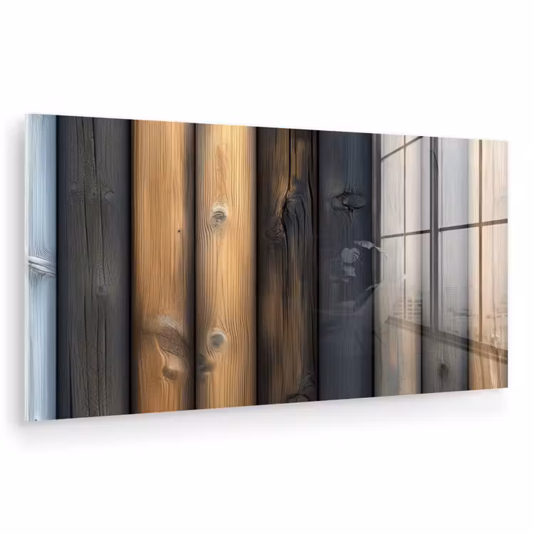 Glas schilderij - Hout - Planken - Gemengd — 1