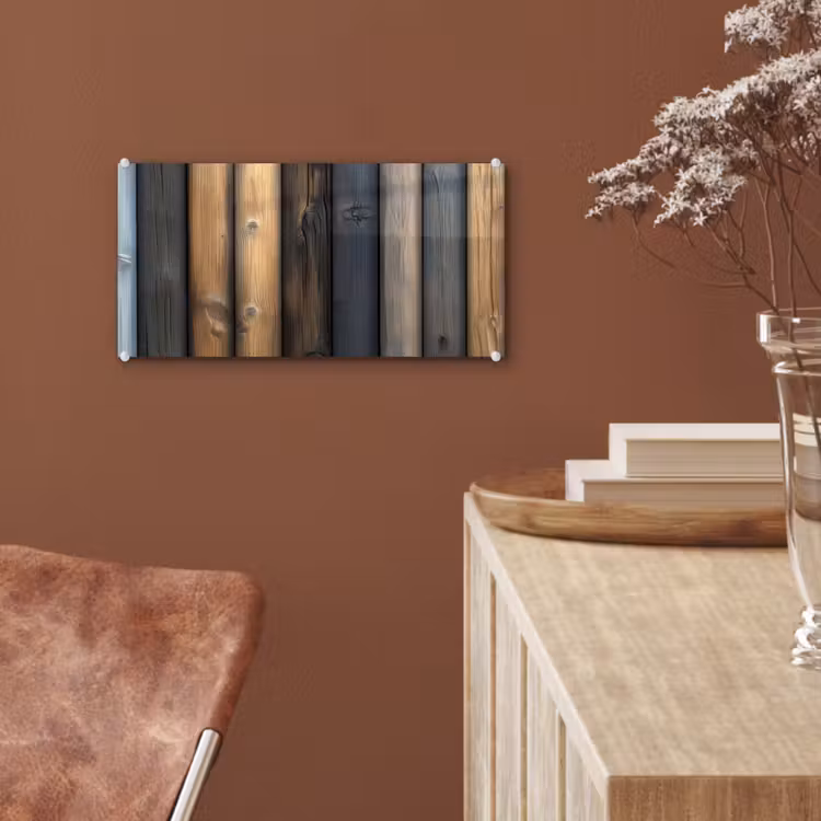 Glas schilderij - Hout - Planken - Gemengd — 6